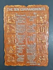 The Ten Commandments Faux Stone Wall Plaque Hanging Multi Products 10 x 7.5