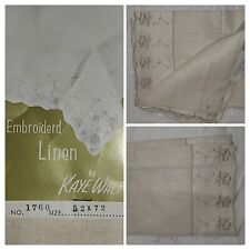 Vintage Linen Tablecloth And 3 Napkins, Embroidery New  Look At Pictures Flaws. picture