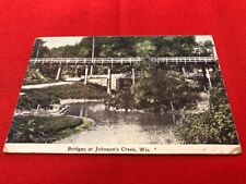 1912 postcard Bridges at JOHNSON'S CREEK WI pub Hoyt's Drug Store, Johnson Creek picture