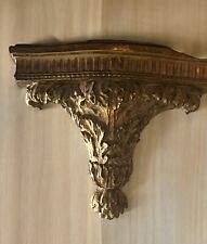 Vtg Three Hands Corp Gold Distressed Acanthus Leaf Plaster Wall Shelf Sconce picture