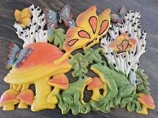 Vintage 1970s Homeco Wall Decor With Mushrooms, Butterflies And Frogs picture