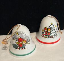 LOT (2) Vintage Joan Walsh Anglund Christmas Bell Ornaments picture