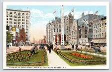 c1915-20s~Newark New Jersey NJ~Downtown Broad Street~Military Park~Postcard picture