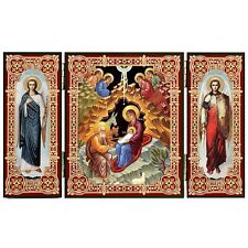 Byzantine Style Nativity Triptych, Folding Icon - Holy Family, Michael, Gabriel picture