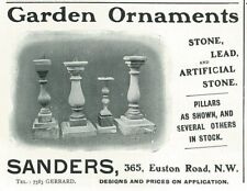 Sanders Garden Ornaments Stone Lead Artificial Stone 1906 UK Antique Print Ad picture