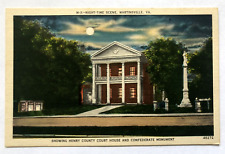 Night-Time Scene Henry County Courthouse Martinsville Virginia VA Postcard picture