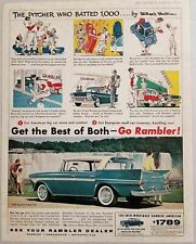 1958 Print Ad The Rambler Rebel V-8 Four-Door Car Family Watches Waterfall picture