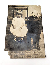Antique c. 1904-1918 Real Photo Postcard AZO Well Dressed Boy and Girl #1D picture
