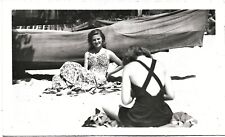 Vintage 1940 Photo of Woman Taking Picture of Very Pretty Girl on Hawaiian Beach picture