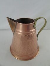 Vintage Hammered Copper Pitcher with Brass Handle Solid Copper picture