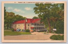 Franklin NC North Carolina Trimont Inn Hotel 1940s Cars Parked Linen Postcard picture