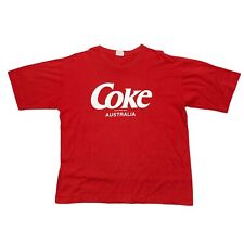 VTG 90s 1990 Coke Australia Coca Cola T-shirt L Red Made in Australia picture