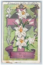 DPO 1906-1917 Wayside IL Postcard Easter Wishes Cross Lilly Flowers Embossed picture