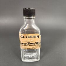 Glycerin Glass Bottle Walgreen Drug Stores Denver 2 oz Illinois Glass Co Vintage picture