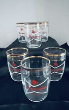 Vintage BUDWEISER GOLD CRESTED BARREL TUMBLERS Set of 6, 4 oz, Stored. Exc Cond picture