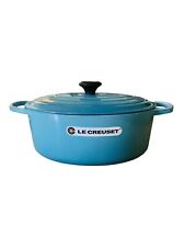 Le Creuset Dutch Oven 6.75 Quartz Turquoise Large Cast Iron Enameled Oval picture