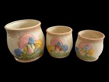 Vintage Mushroom 3 Piece Canister Set Handmade /  Hand Painted No Lids Nice picture