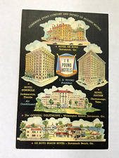 Savannah Beach, Georgia Postcard J B Pound Hotels, De Soto, Seminole, Patten… picture