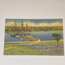 US Naval Training Station, USS Constellation, Newport RI Postcard UNP VTG Linen picture