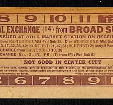 Vintage c1940's-50's Ticket - Philadelphia Transit Co. - Broad Sub North #1800  picture