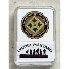 US ARMY 4th INFANTRY DIVISION Challenge Coin w/ Case United We Stand picture
