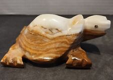 Vintage Carved Stone Earth Colors Turtle Figurine Sculpture 4