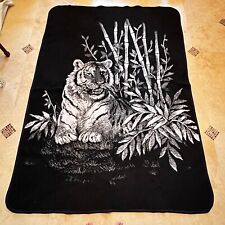 SAN MARCOS Tiger Reversible Blanket Black White 88x62.5 Resting In Bamboo Trees picture