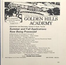Golden Hills Academy Girls Grade K-9 Boarding School Ocala Vintage Print Ad 1977 picture