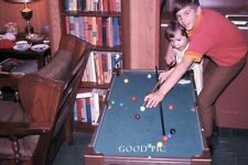 #J42- a Vintage 35mm Slide Photo- Girl and Boy Playing Pool - 1971 picture