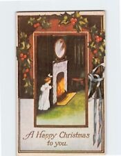 Postcard A Happy Christmas to you with Christmas Hollies Art Print picture