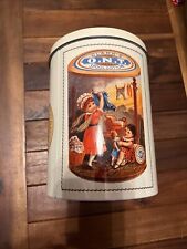 Vintage 1988 COATS & CLARK Sewing Thread TIN Storage CANISTER Victorian Kids 80s picture