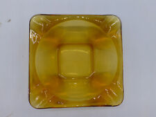 Vintage Amber Glass Square Ashtray 4.5 x 4.5” Unmarked in EUC picture