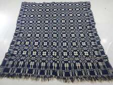 Antique American Reversible Jacquard Loomed Woolen Coverlet 176x175cms picture