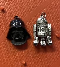 Vintage STAR WARS R2D2 & Darth Vader Metal Necklace Charms 1977 20th Century Fox picture