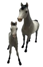 Breyer Molding Vintage Speckled Alabaster Family Arabian Stallion & Foal Set picture