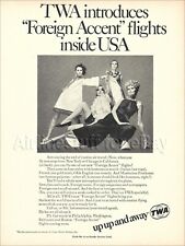 1968 TWA Trans World Airlines STEWARDESS AD advert airways FOREIGN ACCENT picture
