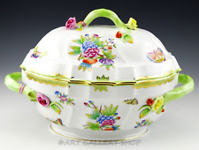 Herend Hungary #6201/VBO QUEEN VICTORIA LARGE TUREEN WITH LID & BRANCH KNOB Mint picture