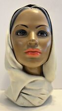 VTG 60s Marwal Chalkware 10” Bust Woman Hijab Middle Eastern African Moroccan  picture