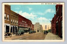 Merrill WI-Wisconsin, West Main Street, Advertising, Vintage Souvenir Postcard picture