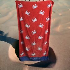 Vintage 90's Tommy Hilfiger Block Island Crabs Red White & Blue Beach Towel picture