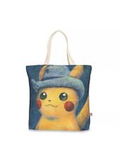 Pokemon X Van Gogh Museum Pikachu Grey Felt Hat Canvas Tote Bag  picture