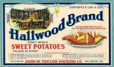HALLWOOD Brand SWEET POTATO Yams VIRGINIA Retro Food Crate Label Art Print picture