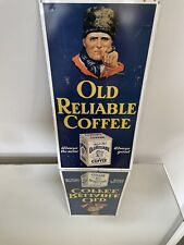 Old Reliable Coffee Litho Sign *Original Vintage *Man *Pipe *Always Good picture
