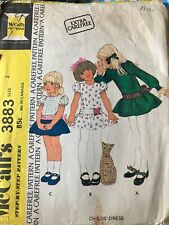Vintage McCalls 3883 Girls Dress Party Dress Pattern 2 - 1973 picture