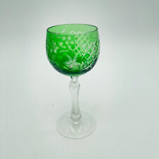AJKA Cut Crystal Glass Hock Wine Goblet Marsala Emerald Green picture