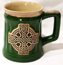 Glen Appin Green Irish Celtic Cross Mug Stoneware Mug Ireland knot Glaze Pottery picture