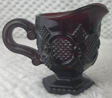 Vintage Avon 1876 Cape Cod Ruby Red Glass Footed Handled Creamer Pitcher picture