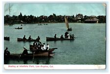 Boating Westlake Park Los Angeles California 1908 Pasadena Rare Antique Postcard picture