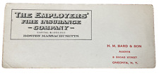 The Employers' Fire Insurance Co blotter Boston MA H M Bard & Son Agent NY picture