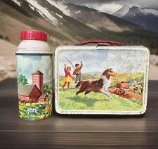 Vintage 1962 Lassie & Black Beauty Metal Lunch Box W/Thermos Lunchbox American picture